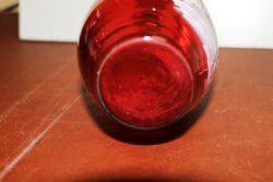 Antique Ruby Glass Mary Gregory Bottle Vase 