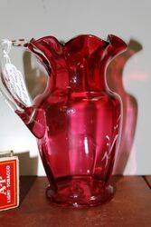 Antique Ruby Glass Mary Gregory Jug 