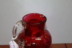 Antique Ruby Glass Mary Gregory Portrait Jug 