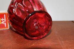 Antique Ruby Glass Mary Gregory Portrait Jug 