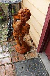 Cast Iron Winged Cherub Bird Feeder 