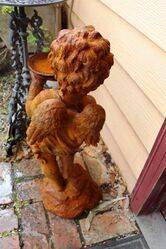 Cast Iron Winged Cherub Bird Feeder 