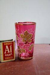 Antique Bohemian Ruby and Gold Glass Tumbler 