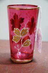 Antique Bohemian Ruby and Gold Glass Tumbler 