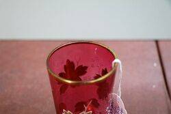 Antique Bohemian Ruby and Gold Glass Tumbler 