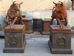 Stunning Pair of Cast Iron Bulls  
