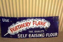 Vintage Use Feathery Flake Self Raising Flour Enamel Advertising Sign 