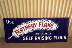 Vintage Use Feathery Flake Enamel Advertising Sign 