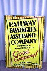 Deco Railway Passengers Enamel Advertising Sign. #