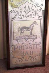 A Wonderful Private Bar Decorated Mirror with Horse Motif 