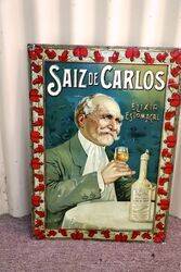 Antique Saiz de Carlos Pressed Pictorial Tin Sign 