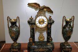 Stunning Antique 3 Piece French Marble Clock Set. #