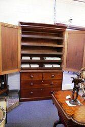 A Lovely Quality Antique Flame Mahogany Linen Press 