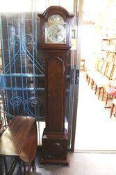 Early C20th Brass Face Mahogany Grandmother Clock 