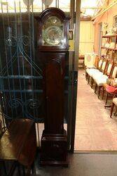 Early C20th Brass Face Mahogany Grandmother Clock 