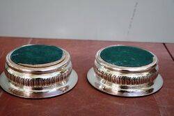 Pair of Antique Silver Plate Wine Coasters 