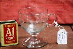 Edwardian Leaf Engraved Glass Custard Cup