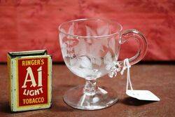 Edwardian Leaf Engraved Glass Custard Cup. #