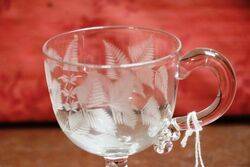 Edwardian Leaf Engraved Glass Custard Cup 