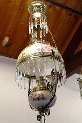 Antique Late C19th Millers Glass Hanging Lamp with Original Shade