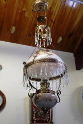 Antique Late C19th Millers Glass Hanging Lamp with Original Shade