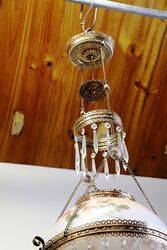 Antique Late C19th Millers Glass Hanging Lamp with Original Shade