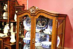 1950s Queen Ann Style Burr Walnut 2 Door Display Cabinet 