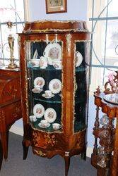 Antique French Marquetry Serpentine Vitrine c1880 