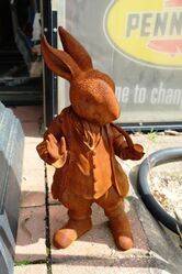 Cast Iron Peter Rabbit Smoking a Pipe 