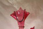 Victorian Ruby Glass 3 Trumpet Epergne With Center Trumpet C1895 