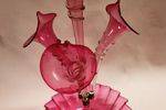 Victorian Ruby Glass 3 Trumpet Epergne With Center Trumpet C1895 