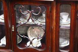 Antique Small Mahogany 4 Door Parlor Cabinet 