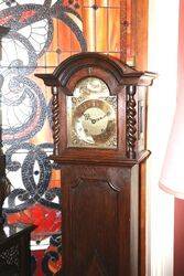 Early C20th Oak Brass Face Grand Mother Clock. #