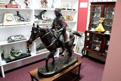 A Massive C20th Orientalist Bronze Arab Figure on Horse Back #