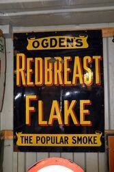 Antique Ogdens Redbreast Flake Enamel Sign 