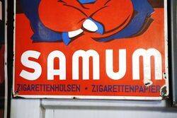 Early SAMUM Cigarette Paper Pictorial Advertising Enamel Sign