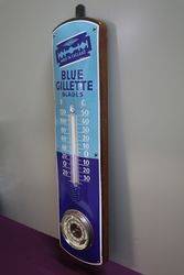 Blue Gillette Blades Advertising Enamel Wall Thermometer 