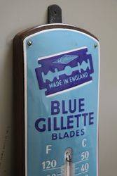 Blue Gillette Blades Advertising Enamel Wall Thermometer 