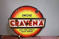 Vintage Well Worn CravenA Circular Enamel Sign 