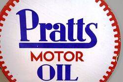 Vintage PRATTS Motor Oil Circular Double Sided Enamel Sign 