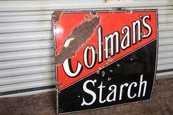 Early Vintage Colmanand39s Starch Enamel Advertising Sign 