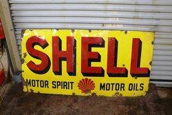 Large Early Vintage Shell Motor Spirit Enamel Advertising Sign  