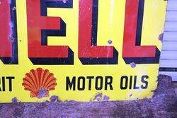 Large Early Vintage Shell Motor Spirit Enamel Advertising Sign  