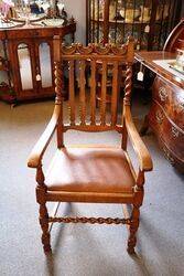 Lovely Set of 7 English Oak Dinning Chairs 