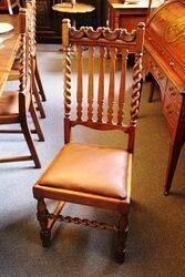 Lovely Set of 7 English Oak Dinning Chairs 