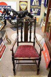 Pair of Antique English Carved Oak Carver Chairs 