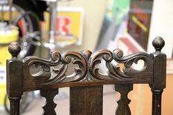 Pair of Antique English Carved Oak Carver Chairs 