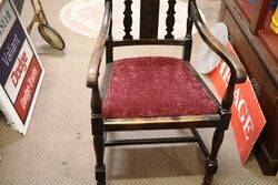 Pair of Antique English Carved Oak Carver Chairs 