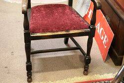 Pair of Antique English Carved Oak Carver Chairs 