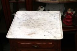 Late C19th Pair of French Oak Marble Top Bedside Cabinets 